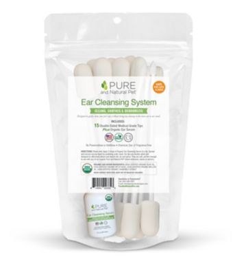 Pure and Natural Pet Ear Cleansing System 15 Double-Sided Tips, 2 oz. Serum, PN215-2OZ