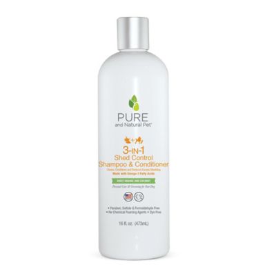 Pure and Natural Pet 3-in-1 Shed Control Pet Shampoo and Conditioner, Sweet Orange and Coconut, 16 oz.