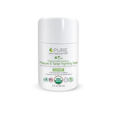 Pure and Natural Pet Organic Dental Solutions Plaque and Tartar Fighting Gel for Dogs, Mint, 2 oz.