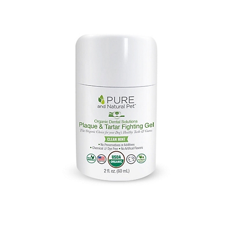 Pure and Natural Pet Organic Dental Solutions Plaque and Tartar Fighting Gel for Dogs, Mint, 2 oz.