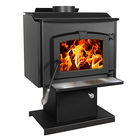 Pleasant Hearth 1,800 Sq. Ft. Wood Stove with Stainless Steel Ash Lip and Blower, HWS-1200-B
