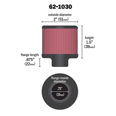 Image showing  1.5 in. Breather Vent Air Filter, 0.875 in. FLG, 62-1030