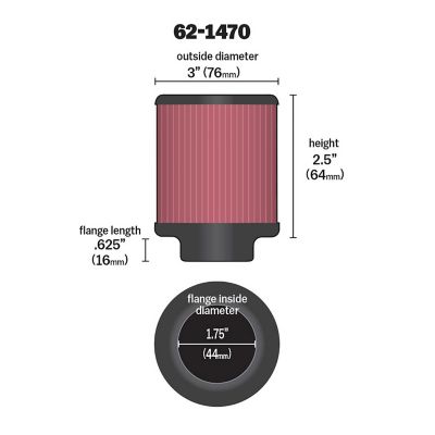 Image showing  2.5 in. Breather Vent Air Filter, 1.75 in. x 0.625 in. FLG, 62-1470