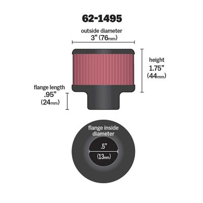 Image showing  1.75 in. Breather Vent Air Filter, 0.5 in. x 0.9375 in. FLG
