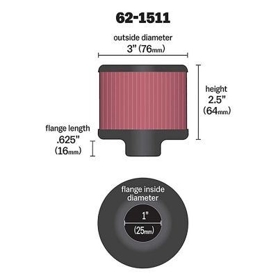Image showing  2.5 in. Breather Vent Air Filter, 1 in. x 0.625 in. FLG