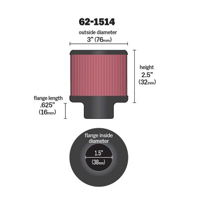 Image showing  2.5 in. Breather Vent Air Filter, 1.5 in. x 0.625 in. FLG, 62-1514