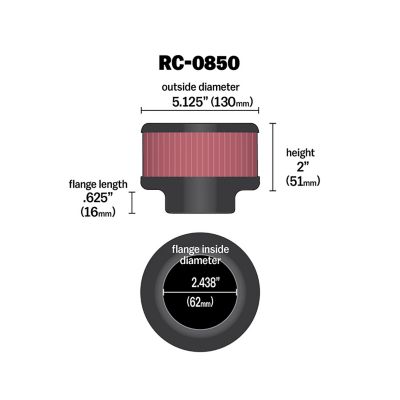 Image showing  2 in. Universal Round Air Filter, 2.4375 in. x 0.625 in. FLG