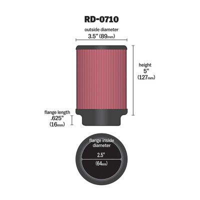 Image showing  5 in. Universal Round Air Filter, 2.5 in. x 0.625 in. FLG