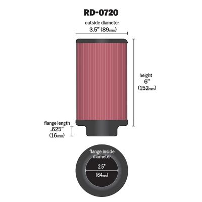 Image showing  6 in. Universal Round Air Filter, 2.5 in. x 0.625 in. FLG