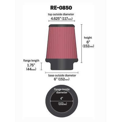 Image showing  6 in. Universal Round Tapered Air Filter, 4 in. x 1.75 in. FLG