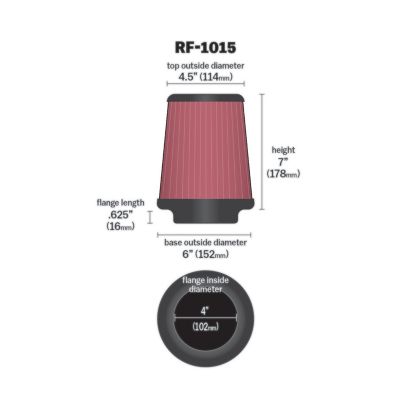 Image showing  Universal Round Tapered Air Filter, 4 in. x 0.625 in. FLG, RF-1015