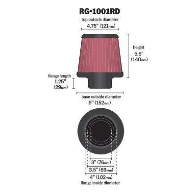 Image showing  5.5 in. Universal Round Air Filter, 4 in. x 1.125 in. FLG