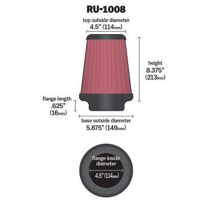 Image showing  Universal Round Air Filter, 4.5 in. x 0.625 in. FLG, RU-1008