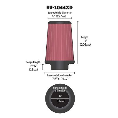 Image showing  8 in. Universal Round Air Filter, 6 in. x 0.625 in. FLG