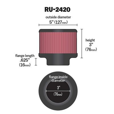 Image showing  3 in. Universal Round Air Filter, 3 in. x 0.625 in. FLG