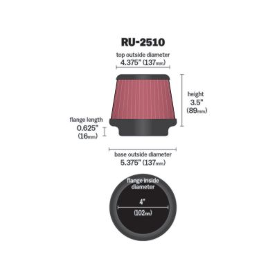 Image showing  Universal Round Tapered Air Filter, 4 in. x 0.6 in. FLG