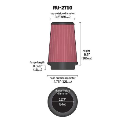 Image showing  6.5 in. Universal Round Air Filter, 3.3125 in. x 0.625 in. FLG