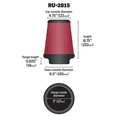 Image showing  Universal Round Tapered Air Filter, 5 in. x 1 in. FLG, RU-2815