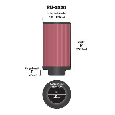 Image showing  Universal Round Air Filter, 5 in. x 1 in. FLG, RU-3020