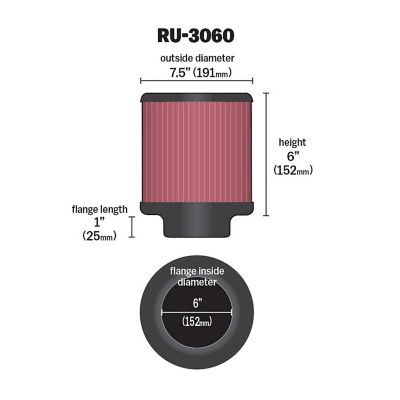 Image showing  6 in. Universal Round Air Filter, 6 in. x 1 in. FLG, RU-3060