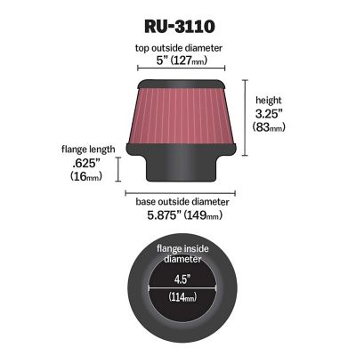 Image showing  Universal Round Air Filter, 4.5 in. x 0.625 in. FLG, RU-3110