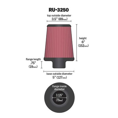 Image showing  6 in. Universal Round Air Filter, 3.125 in. x 0.75 in. FLG