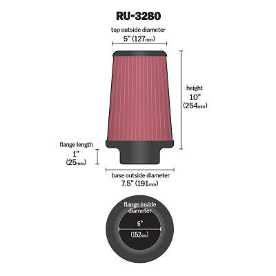 Image showing  Universal Round Tapered Air Filter, 6 in. x 1 in. FLG, RU-3280