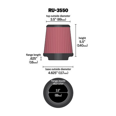 Image showing  5.5 in. Universal Round Air Filter, 3.5 in. x 0.625 in. FLG