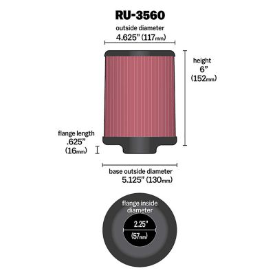 Image showing  6 in. Universal Round Air Filter, 2.25 in. x 0.625 in. FLG, RU-3560
