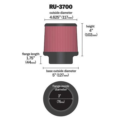 Image showing  4 in. Universal Round Tapered Air Filter, 3 in. x 1.75 in. FLG