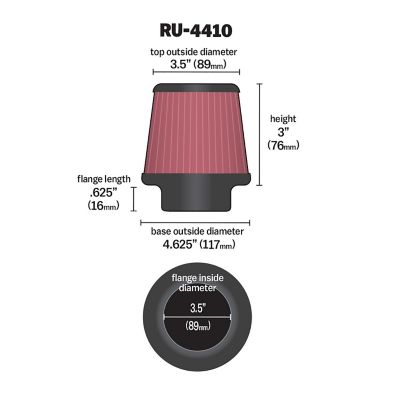 Image showing  3 in. Universal Round Tapered Air Filter, 3.5 in. x 0.6 in. FLG