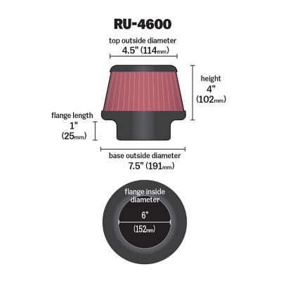 Image showing  4 in. Universal Round Tapered Air Filter, 6 in. x 1 in. FLG