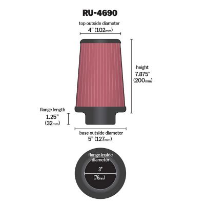Image showing  Universal Round Air Filter, 3 in. x 1.250 in. FLG