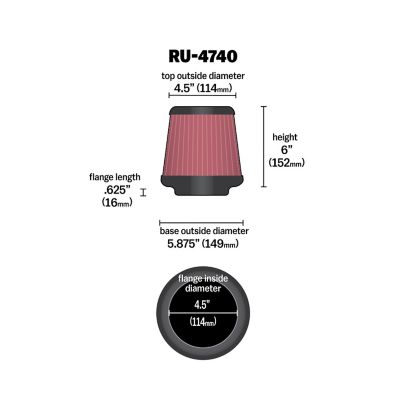 Image showing  6 in. Universal Round Tapered Air Filter, 4.5 in. x 0.6 in. FLG