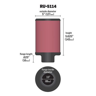 Image showing  5.625 in. Universal Round Air Filter, 3.5 in. x 0.625 in. FLG
