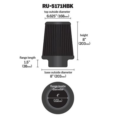 Image showing  Universal Round Tapered Air Filter, 4 in. x 1.5 in. FLG