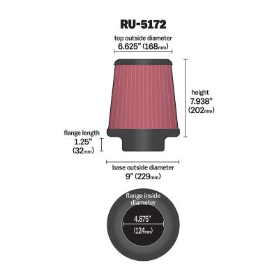 Image showing  Universal Round Air Filter, 4.875 in. x 1.25 in. FLG
