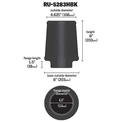 Image showing  8 in. Universal Round Air Filter, 4.5 in. x 1.5 in. FLG