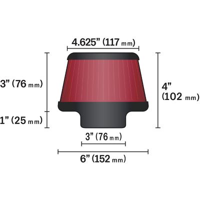 Image showing  3 in. Universal Round Tapered Air Filter, 3 in. x 1 in. FLG