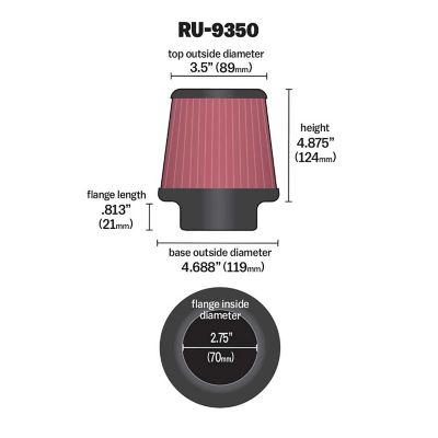 Image showing  4.875 in. Universal Round Air Filter, 2.75 in. x 0.8125 in. FLG