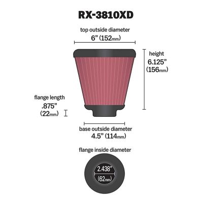 Image showing  6.1 in. Universal Round Air Filter, 2.4 in. x 0.8 in. FLG