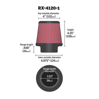 Image showing  4.25 in. Universal Round X-Stream Air Filter, 3.3125 in. x 0.937 in. FLG
