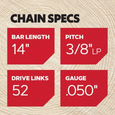 Image showing  14 in. Chainsaw Bar and S52 Chain Combo, 3/8 in. Pitch, 0.050 in. ga., 52 Drive Links
