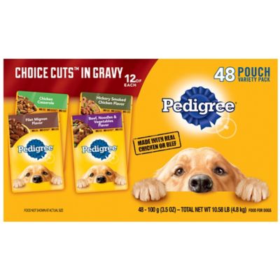 Pedigree Choice Cuts in Gravy Adult Soft Wet Dog Food, 48 Pouch Variety Pack