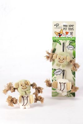 Petique Mini Hemp Chunky Monkey and Elephant Dog Toys