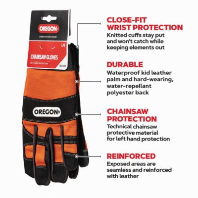 Image showing  Unisex Adult Protective Cloth Chainsaw Gloves, Orange/Black, 1-Pair