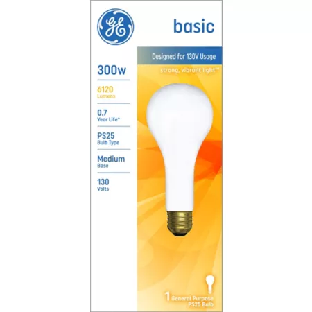 GE Base Incandescent Light Bulb 300W 6120 Lumens 130V Incandescent Bulbs