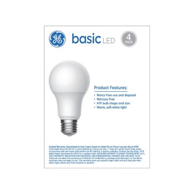 Image showing  60 Watt Equivalent 760-Lumen A19 General Purpose LED Light Bulbs, Soft White, 2,700K, 4-Pack