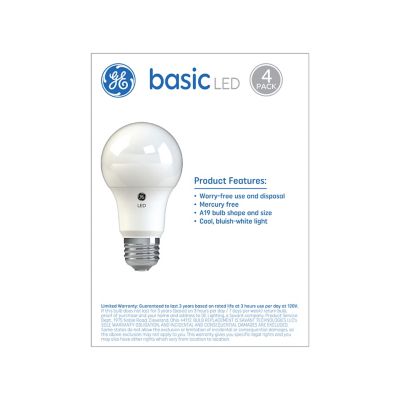 Image showing  40 Watt Equivalent 420-Lumen A19 Replacement Basic General Purpose LED Light Bulbs, Daylight, 5,000K, 4-Pack