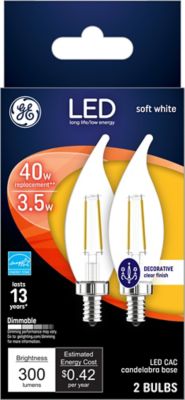 GE LED Decorative Light Bulbs, 40 Watts Replacement, Soft White (2 Pack)